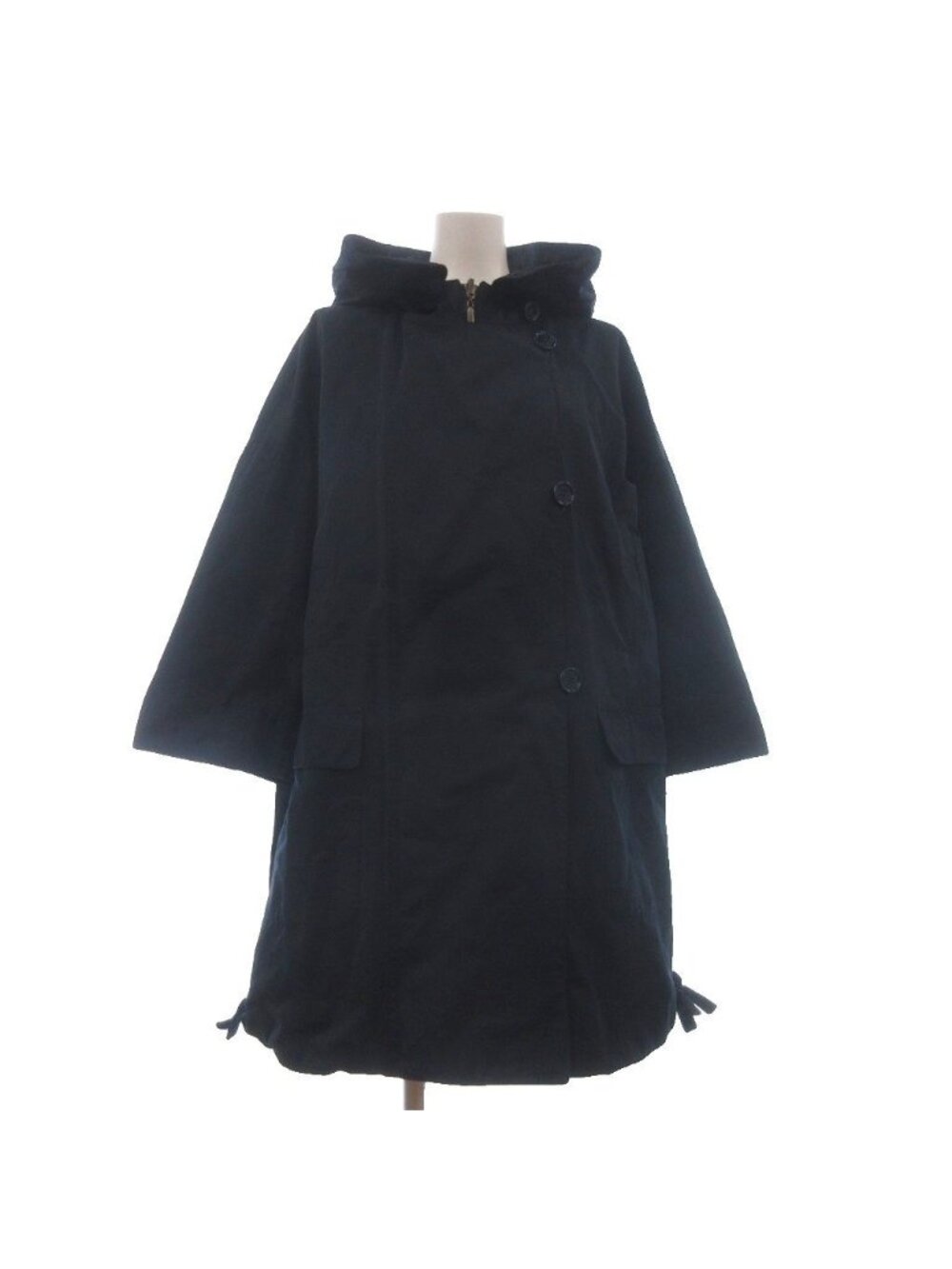 Max Mara S 'S Reversible Jacket Half Sleeve Hood Dark Navy 42